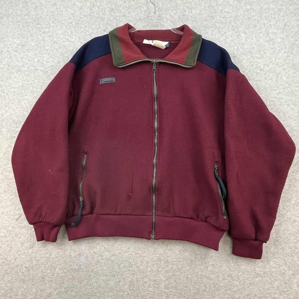 Vintage Columbia Jacket Men L Red Full Zip Fleece Made USA 90S Radial Sleeve 90s